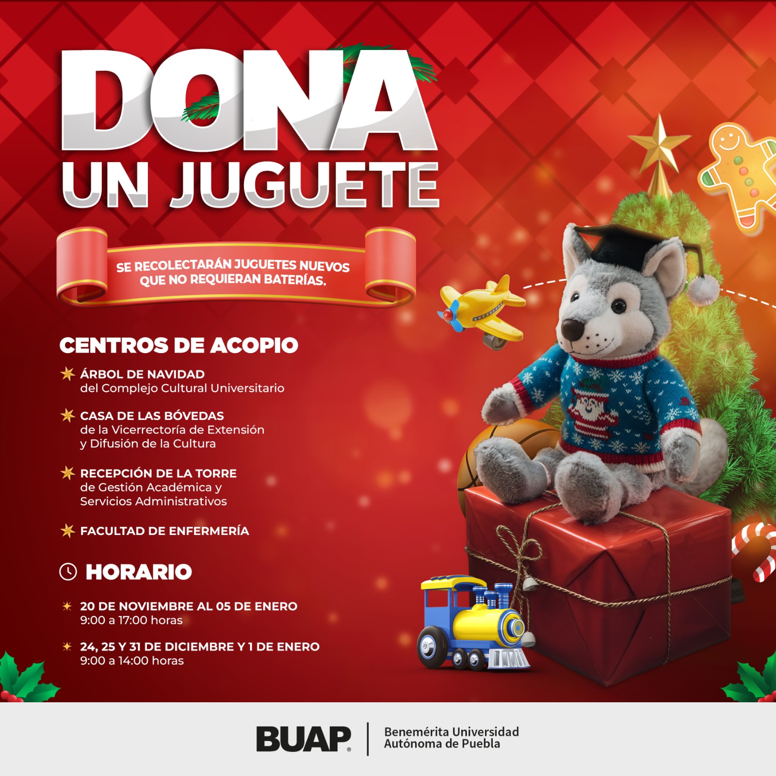BUAP invita a la campaña “Dona un juguete”