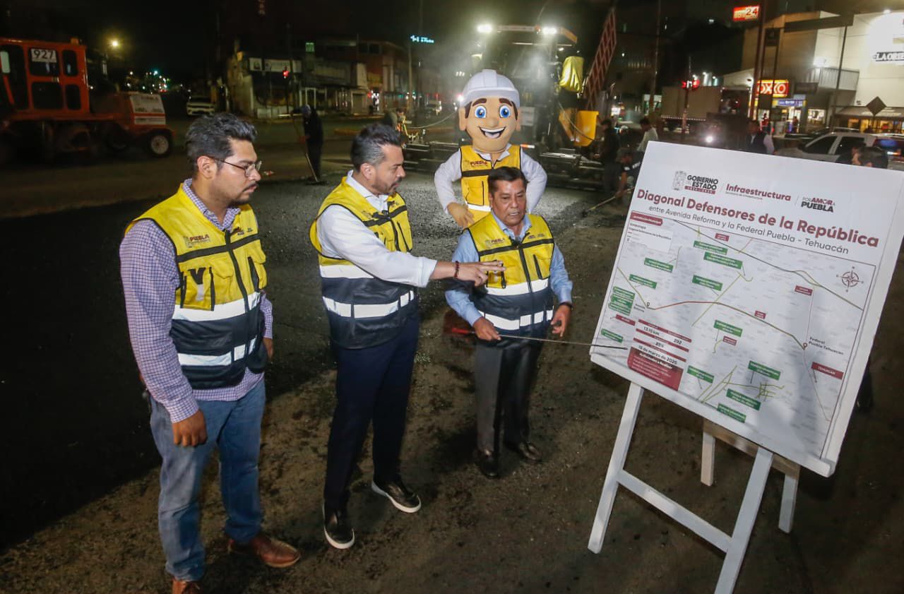 Gobierno Estatal trabaja 24/7 en territorio; trenes de pavimentación avanzan en la diagonal